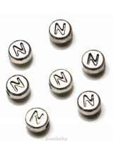 NEW! 1 Letter N Quality Silver Plated Round Alphabet Bead 7mm ~ Ideal For Occasion Name Bracelets, Card Making & Other Craft Activities